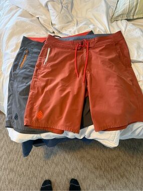 Men's Stio CFS Board shorts- Rust Red and Charcoal Gray